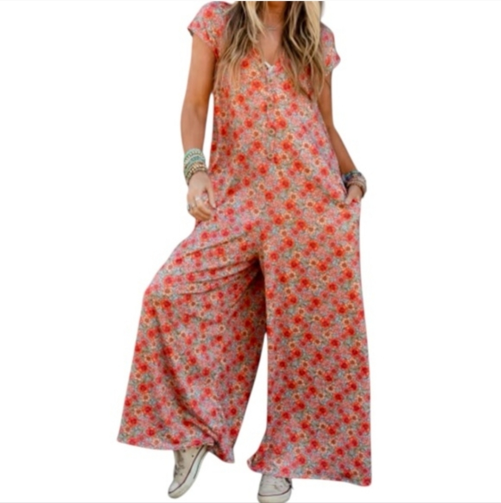 The Nest Daphne Wide Leg Floral Jumpsuit